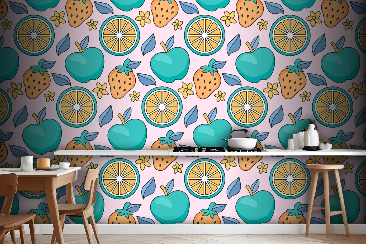 Hand Drawn Pastel Summer Pattern Design Wallpaper Mural