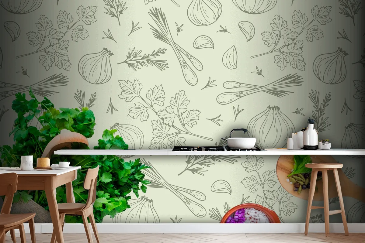 Hand Drawn Pattern Background Kitchen Wallpaper Mural