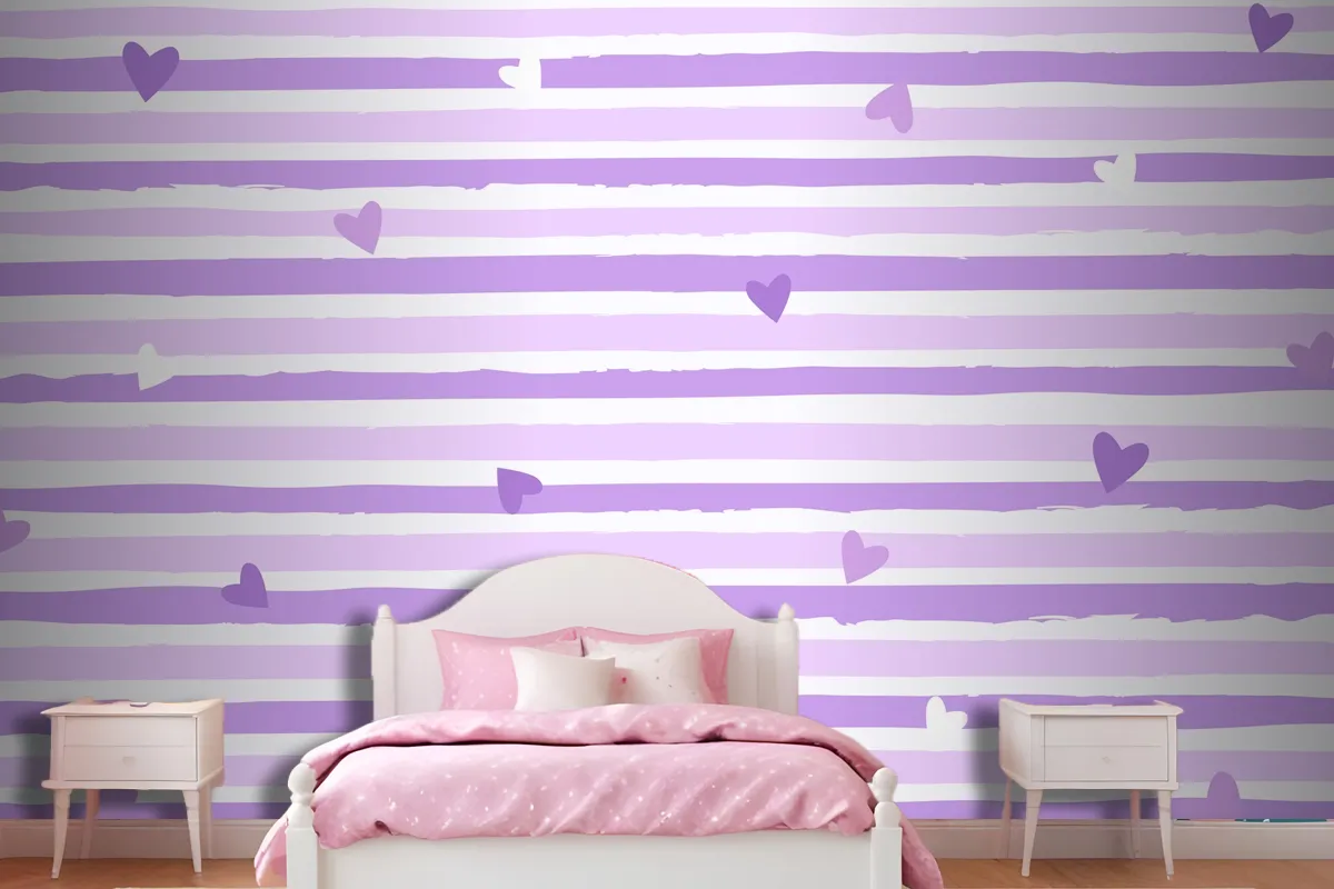 Hand Drawn Purple Striped Background Wallpaper Mural