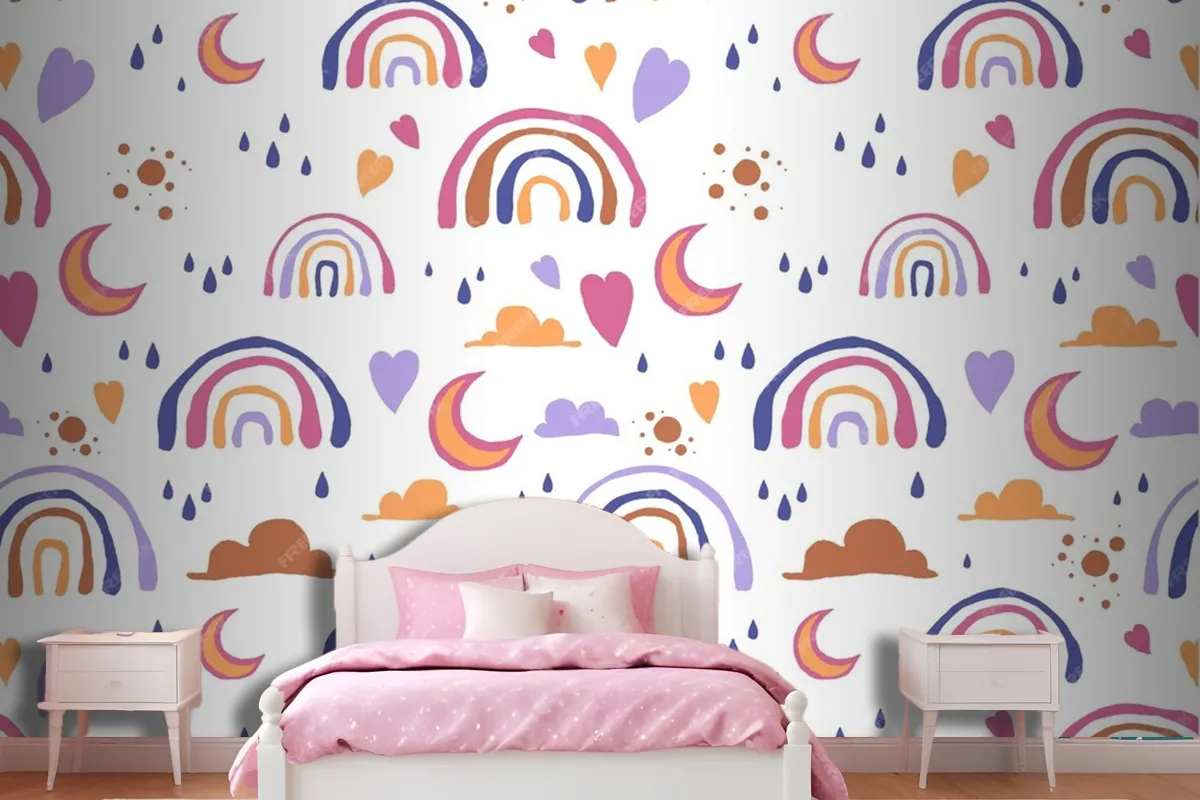 Hand Drawn Rainbow Pattern Design Wallpaper Mural