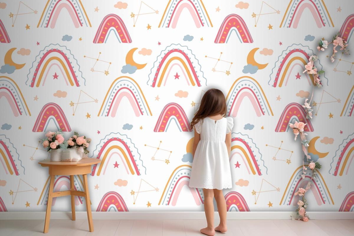 Hand Drawn Rainbow Pattern Wallpaper Mural