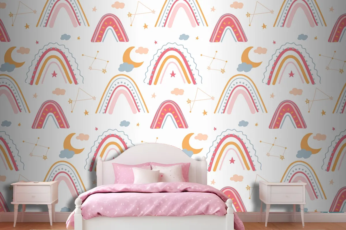 Hand Drawn Rainbow Pattern Wallpaper Mural