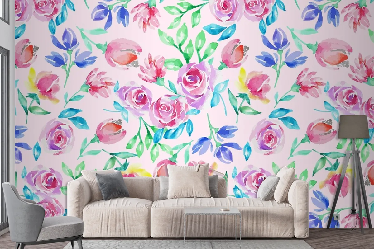 Hand Drawn Small Flowers Pattern Wallpaper Mural