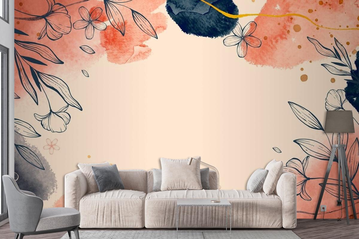 Hand Drawn Watercolor Floral Background Wallpaper Mural