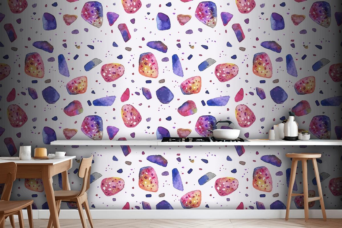 Hand Painted Colorful Terrazzo Pattern Wallpaper Mural