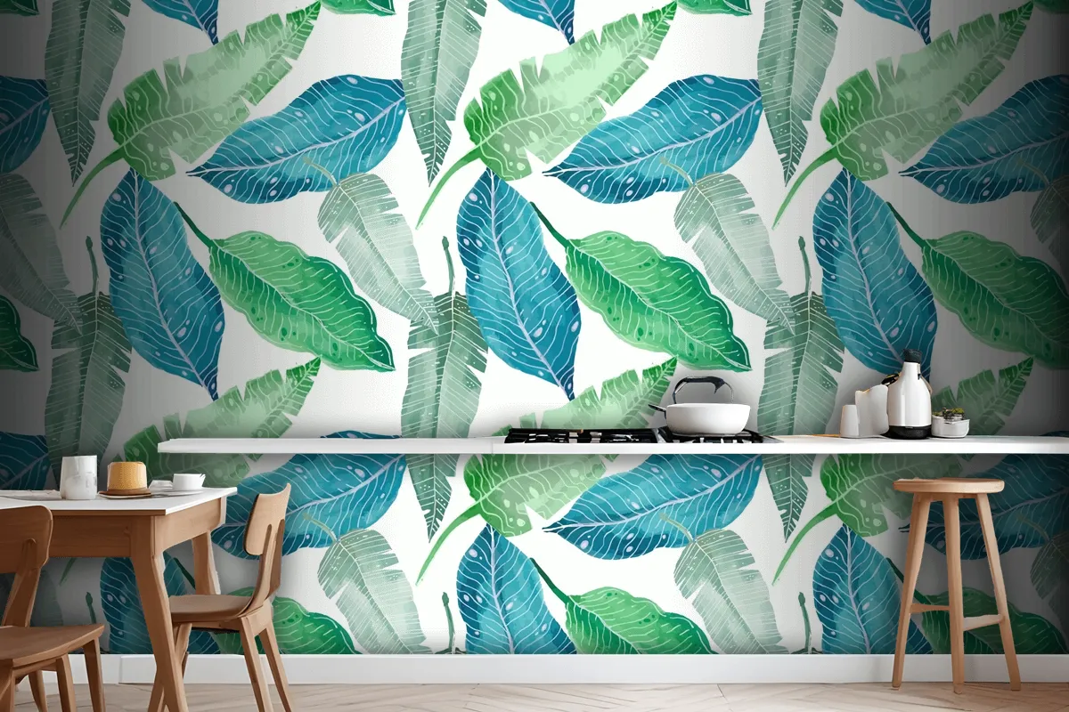 Hand Painted Summer Tropical Pattern Wallpaper Mural