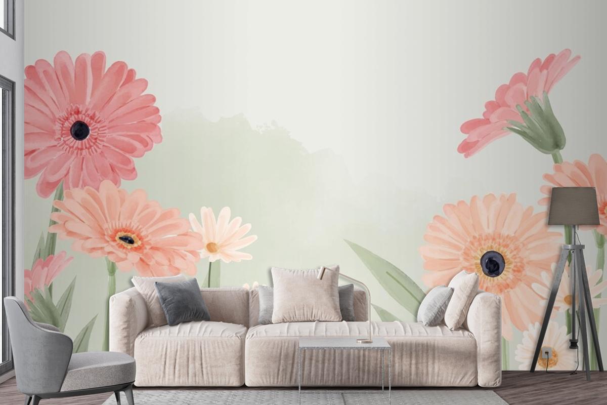 Hand Painted Watercolor Floral Background Wallpaper Mural