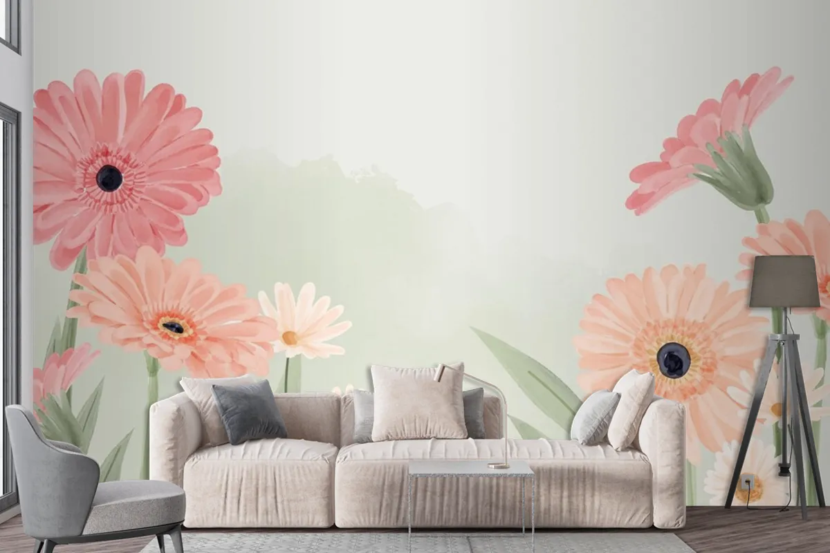 Hand Painted Watercolor Floral Background Wallpaper Mural