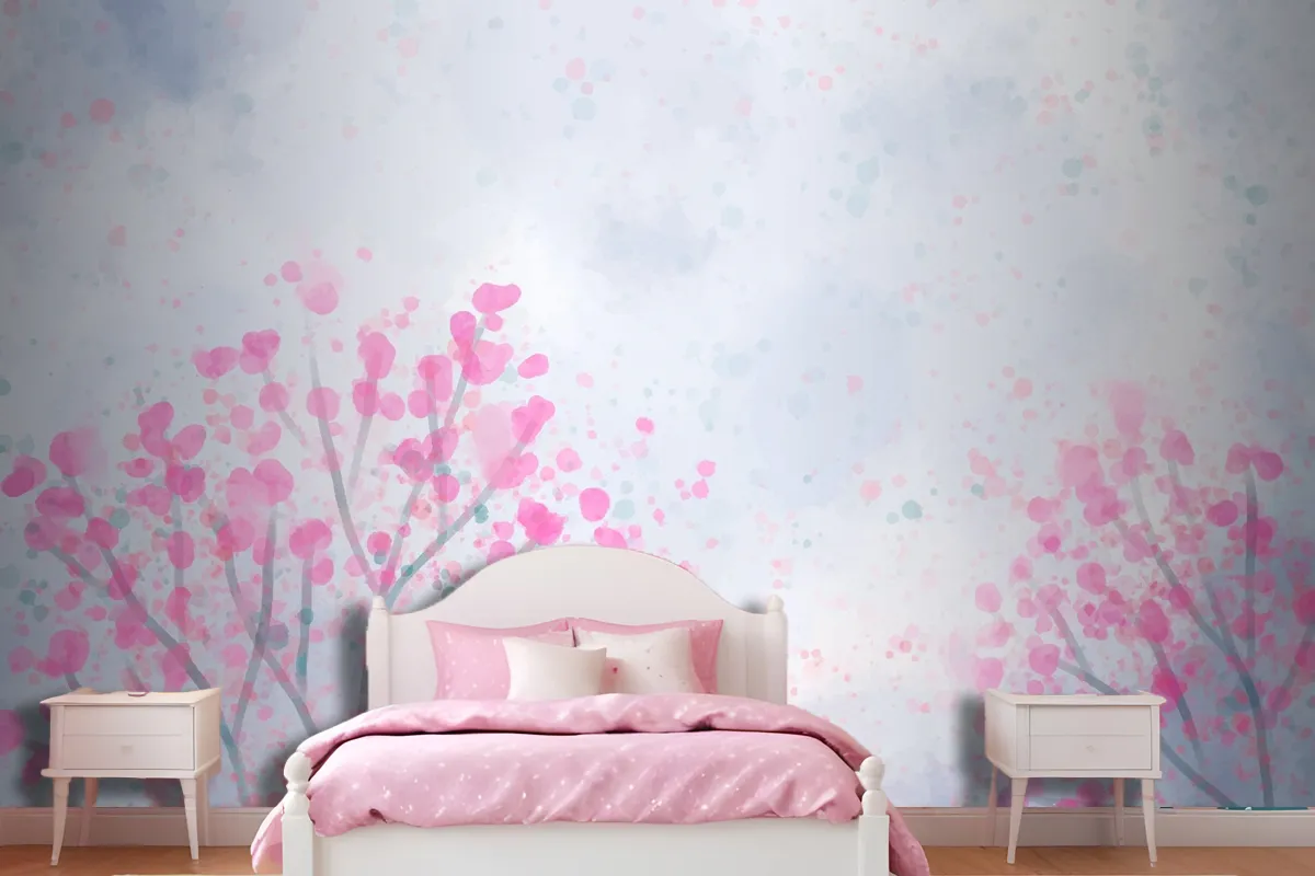 Hand Painted Watercolor Nature Background Wallpaper Mural