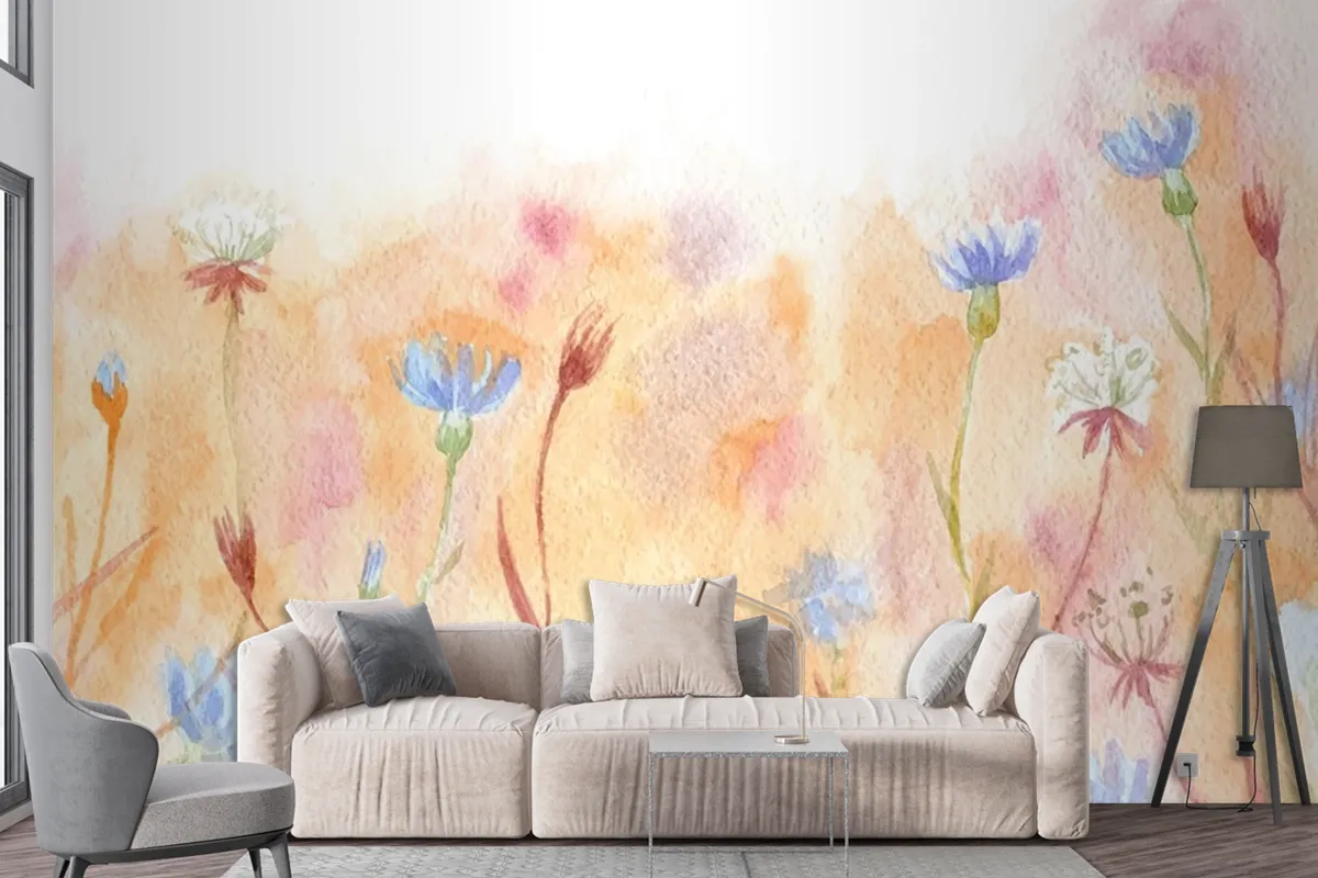 Hand Painted Watercolor Nature Wallpaper Mural