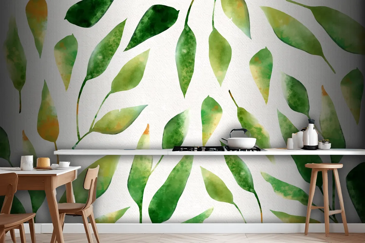 Hand Painted Watercolor Nature Wallpaper Mural