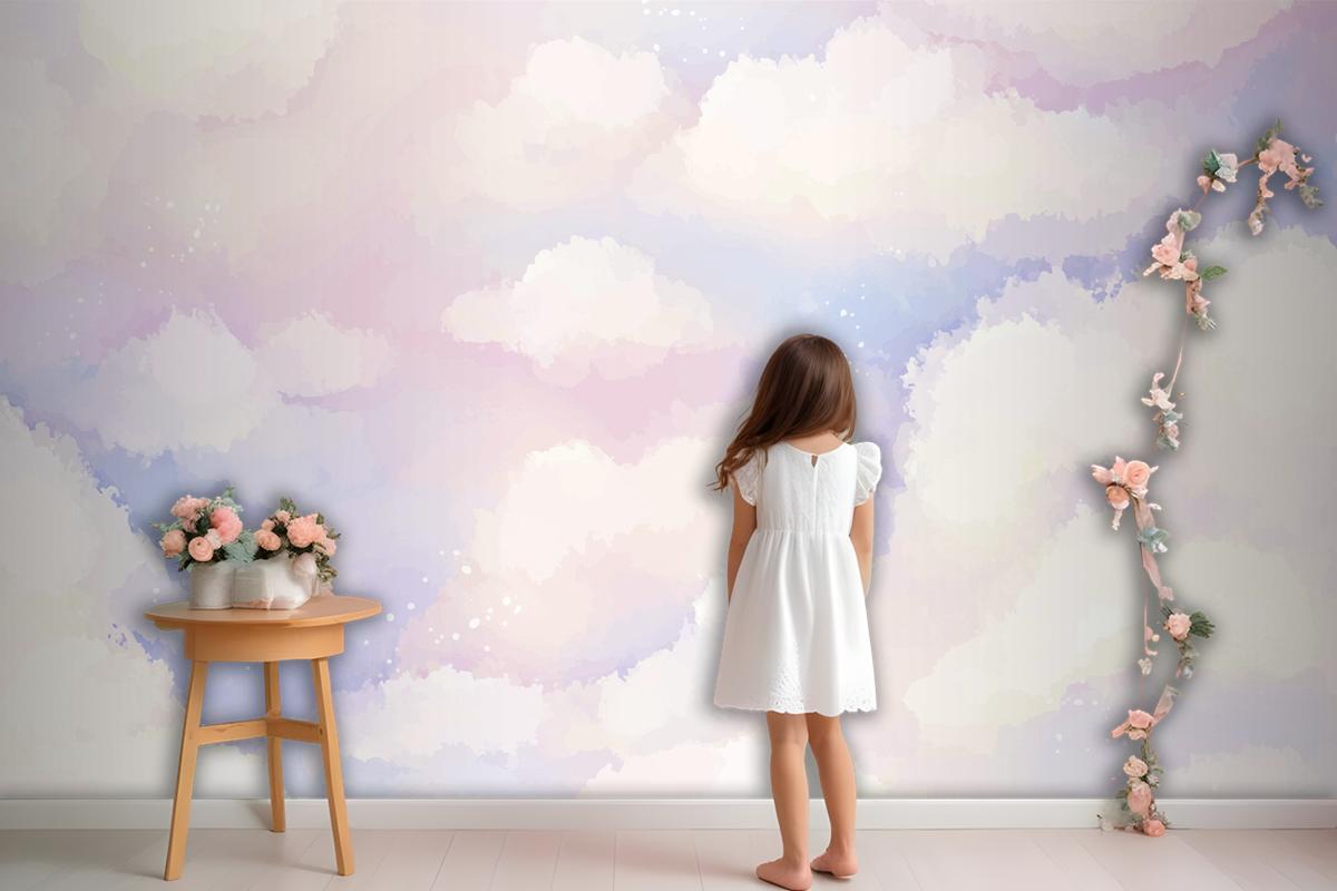 Hand Painted Watercolor Pastel Sky Background Wallpaper Mural