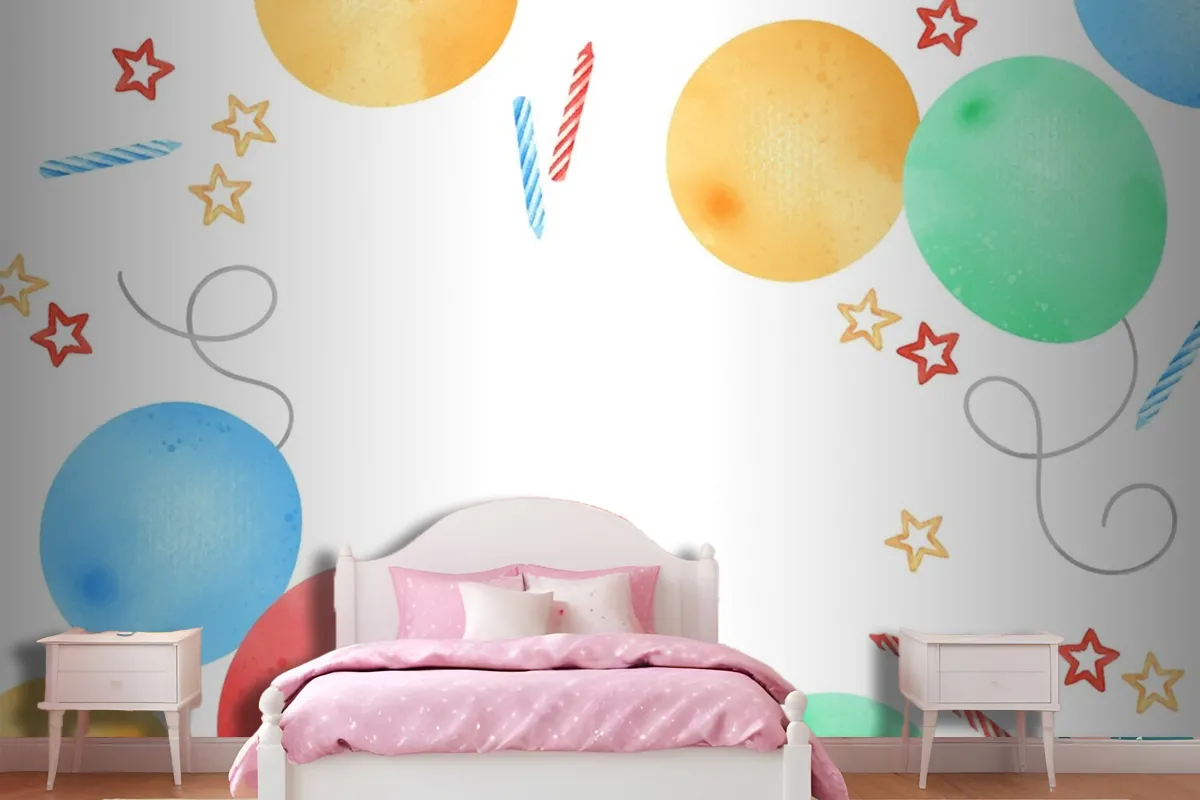 Happy Birthday Watercolor Frame Wallpaper Mural