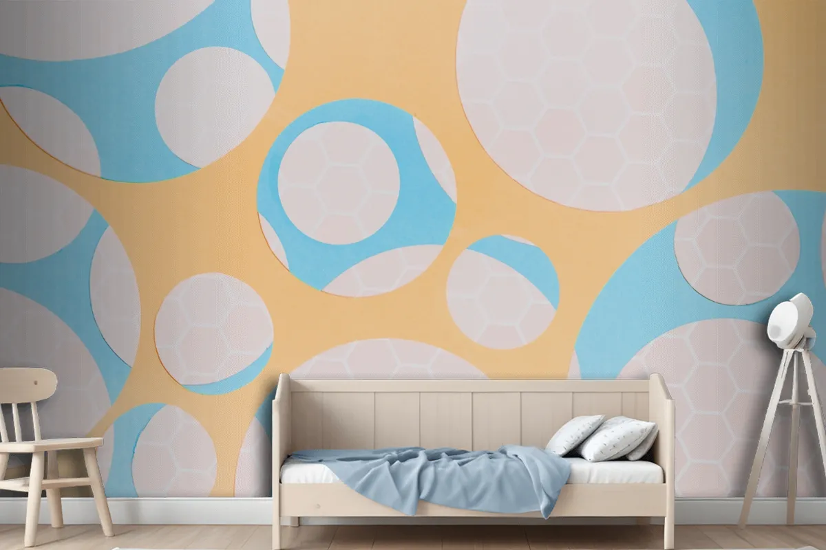 Honeycomb Pattern On Circle Shape Over The Yellow Wallpaper Mural