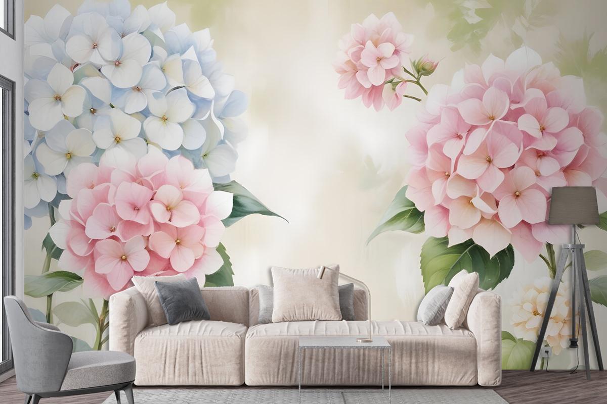 Hydrangea Floral Art Wallpaper Mural