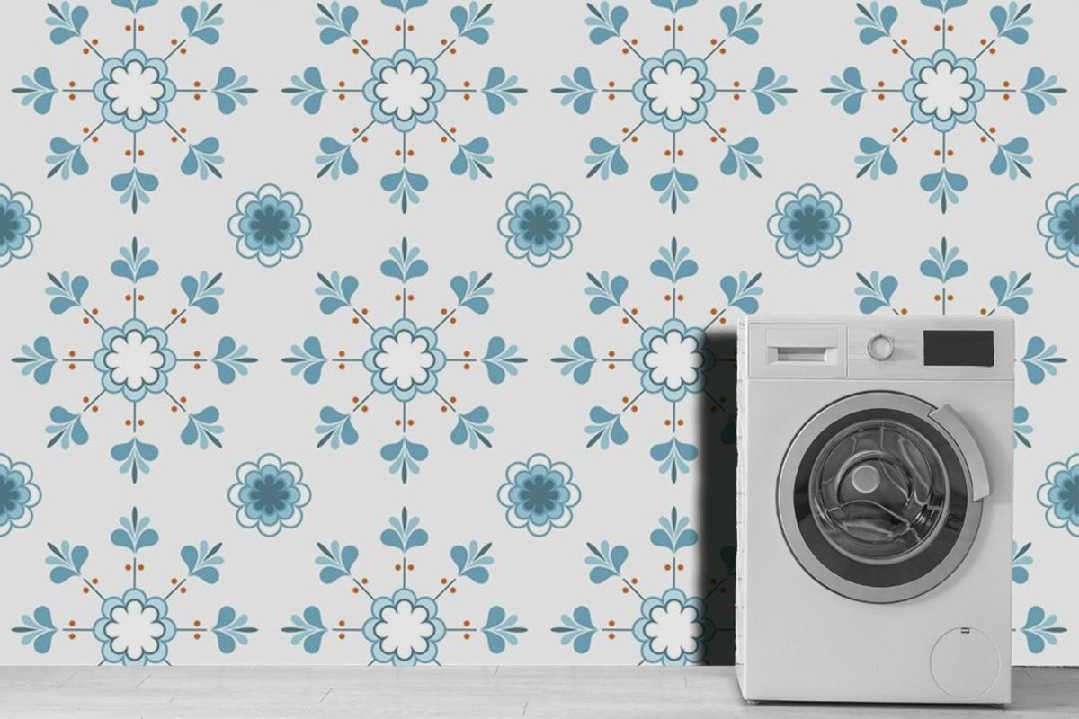 Tiles Textured Pattern Design Laundry Room Wallpaper Mural