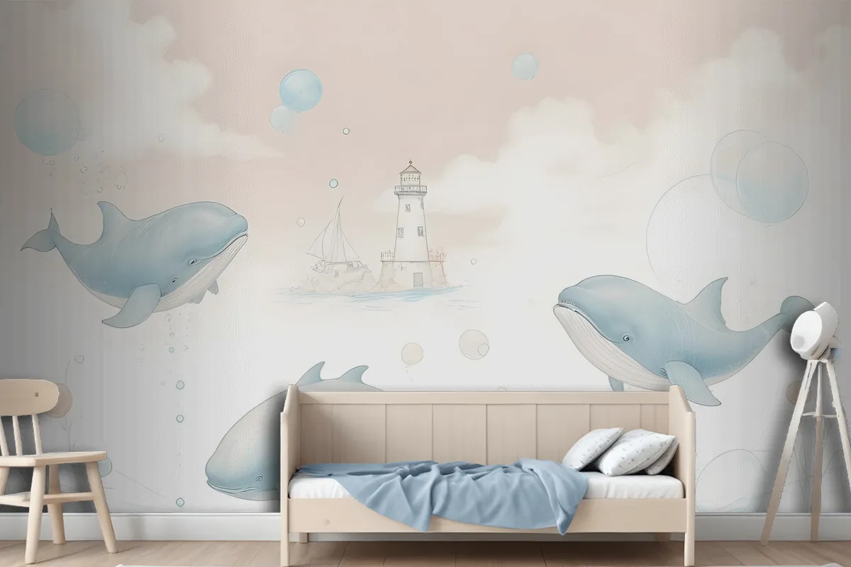 Kids Soft Whale Undersea Life Wallpaper Mural