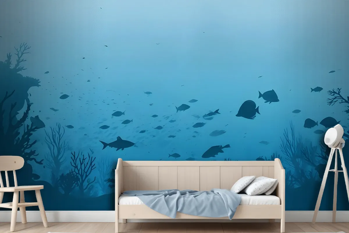 Kids Underwaters And Fishes Wallpaper Mural