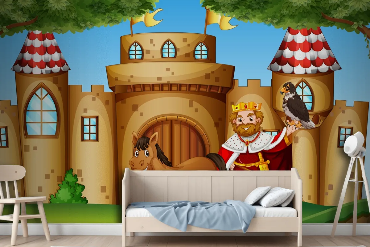 King And Horse At The Castle Wallpaper Mural