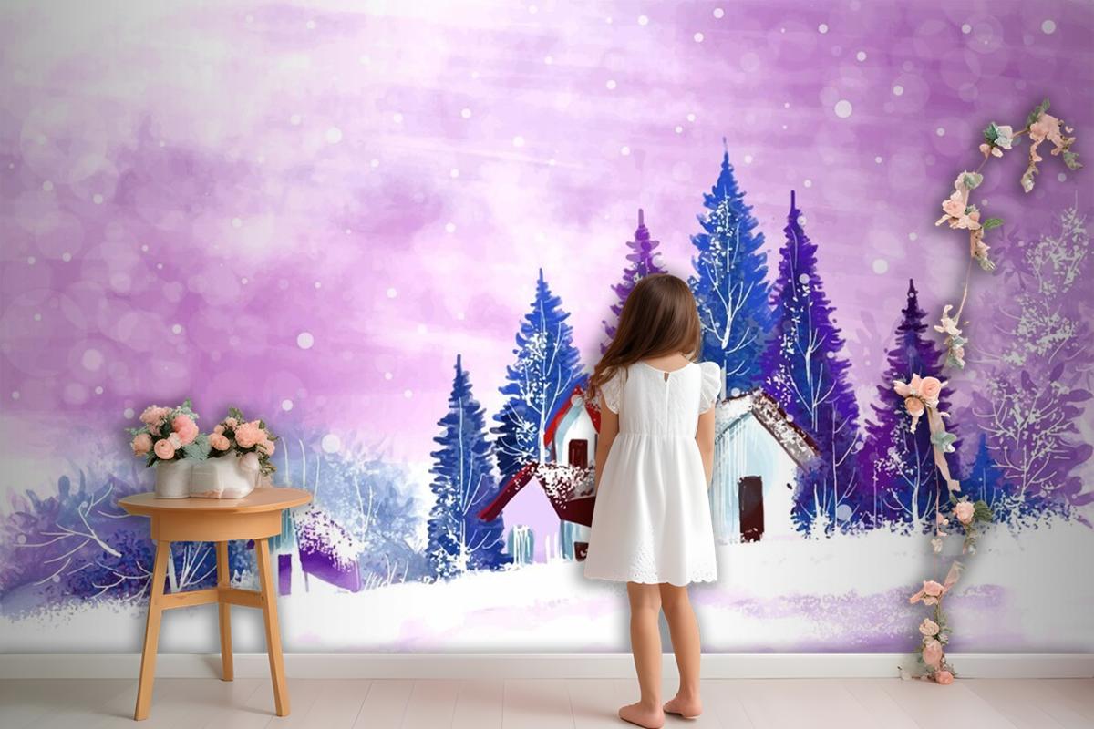 Landscape For Winter And New Year Holidays Christmas Wallpaper Mural