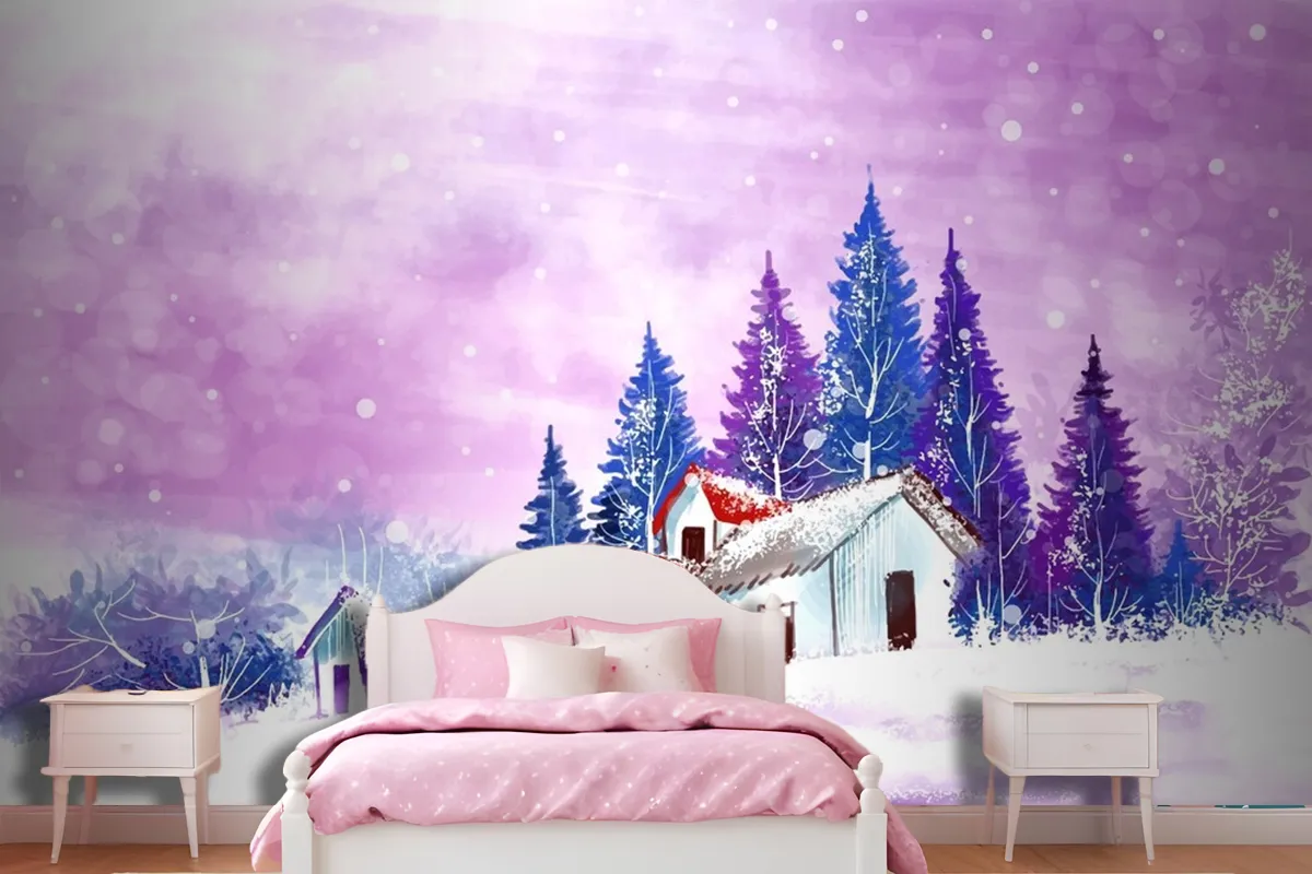 Landscape For Winter And New Year Holidays Christmas Wallpaper Mural