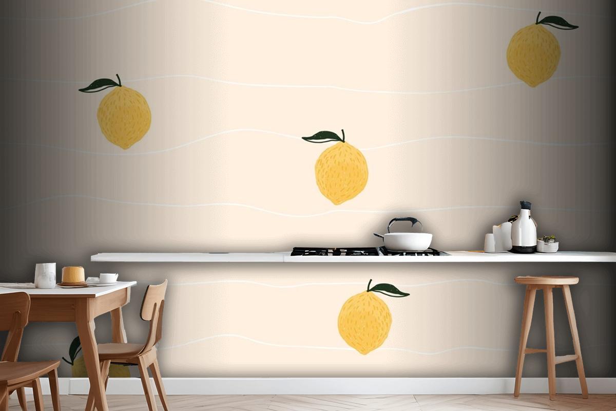 Lemon Background Kitchen Wallpaper Mural