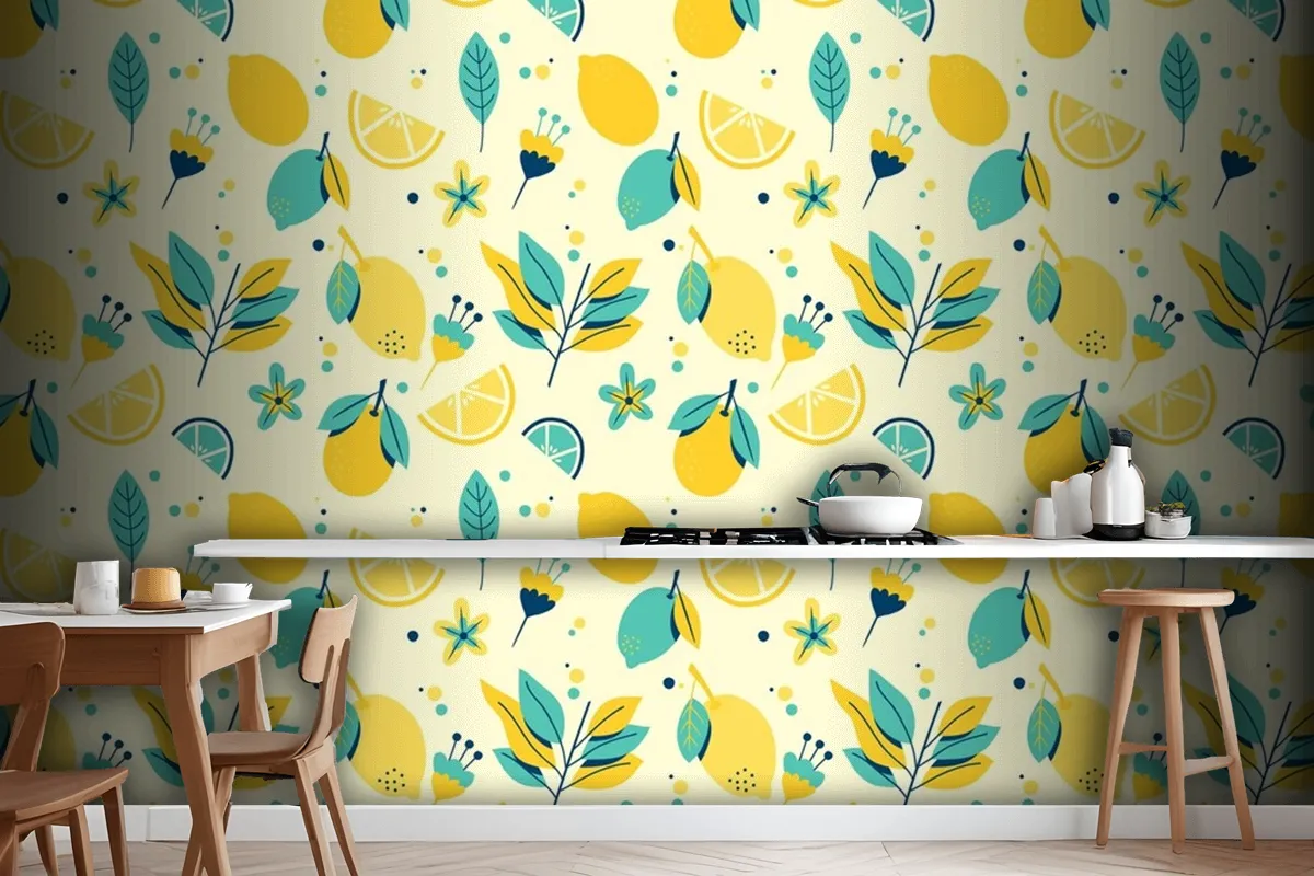 Lemon Summer Pattern Wallpaper Theme Wallpaper Mural