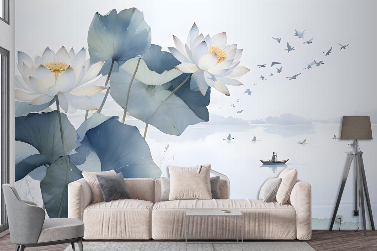 Lotus Floral Art Wallpaper Mural