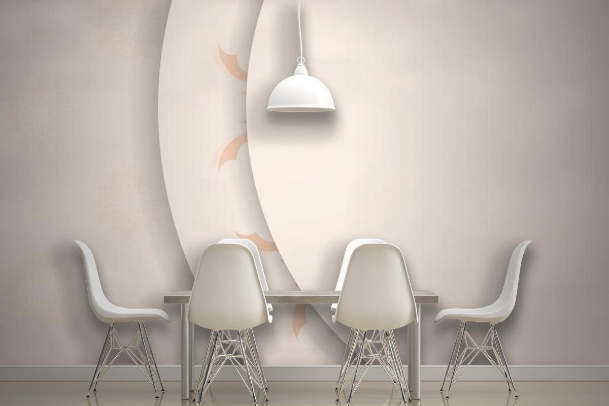 Beige Color With Template Dining Room Wallpaper Mural