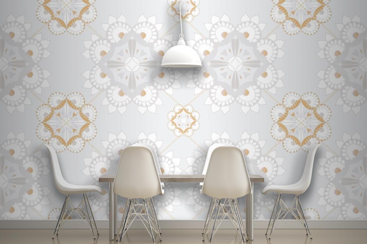 Mandala Gray Indian Pattern Floral Background Wallpaper Mural