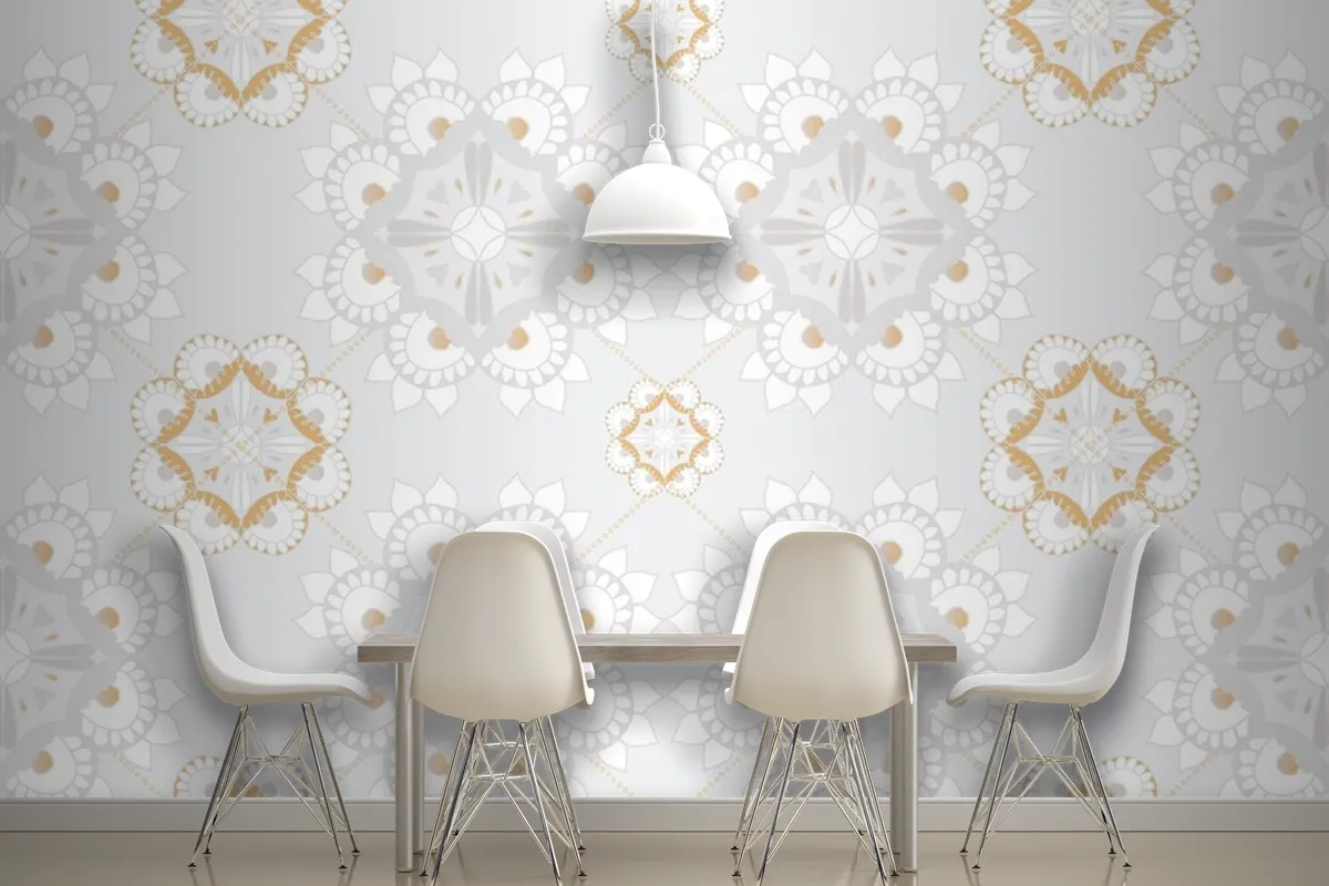 Mandala Gray Indian Pattern Floral Background Wallpaper Mural