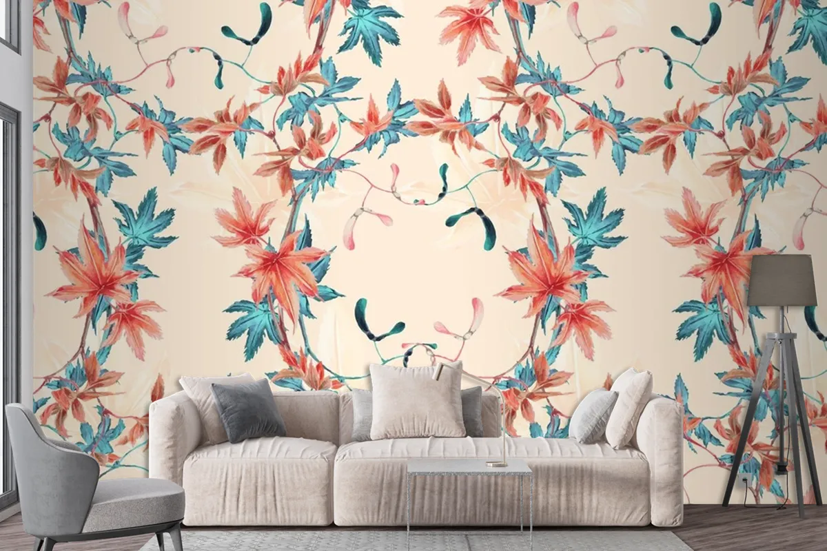 Maple Leaf Pattern Background Wallpaper Mural