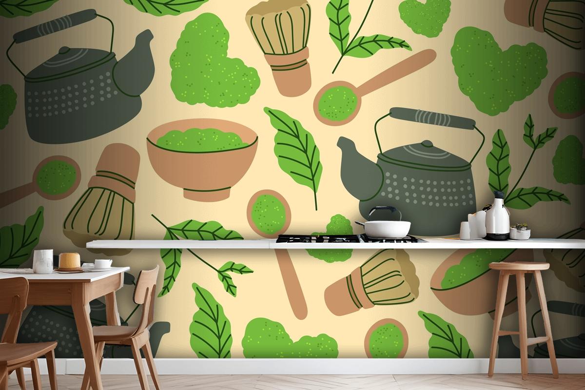 Matcha Tea Kitchen Wallpaper Mural