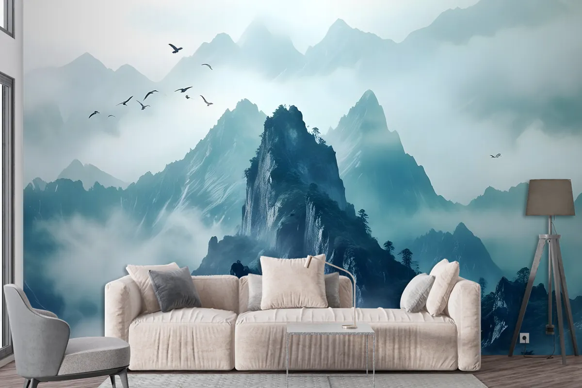 Misty Mountain Landscape Wallpaper Mural