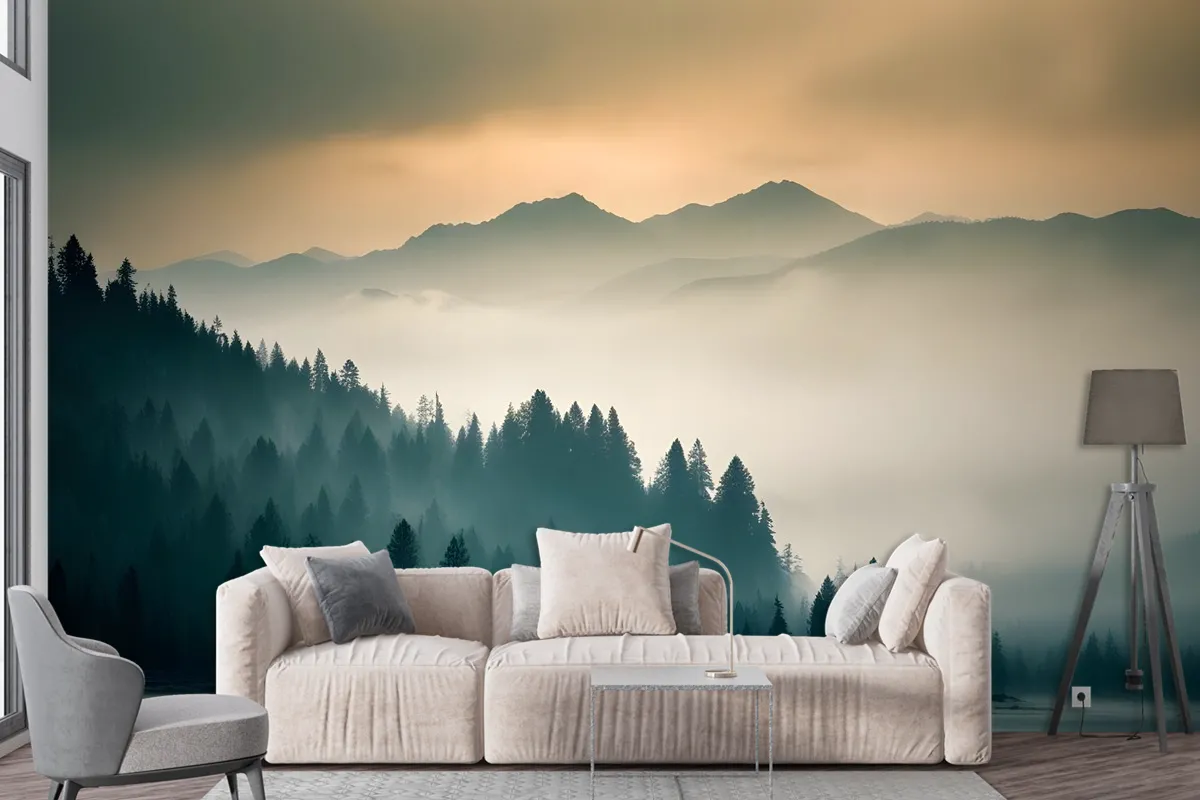 Misty Mountain View Wallpaper Mural