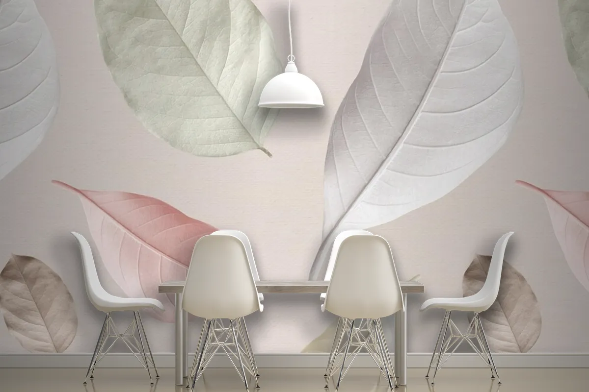 Mix Of Pastel Leaves Design Resource Wallpaper Mural