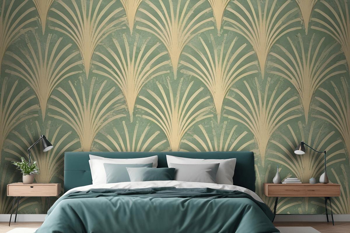 Modern Eau De Nil Art Deco Gold Lines Wallpaper Mural