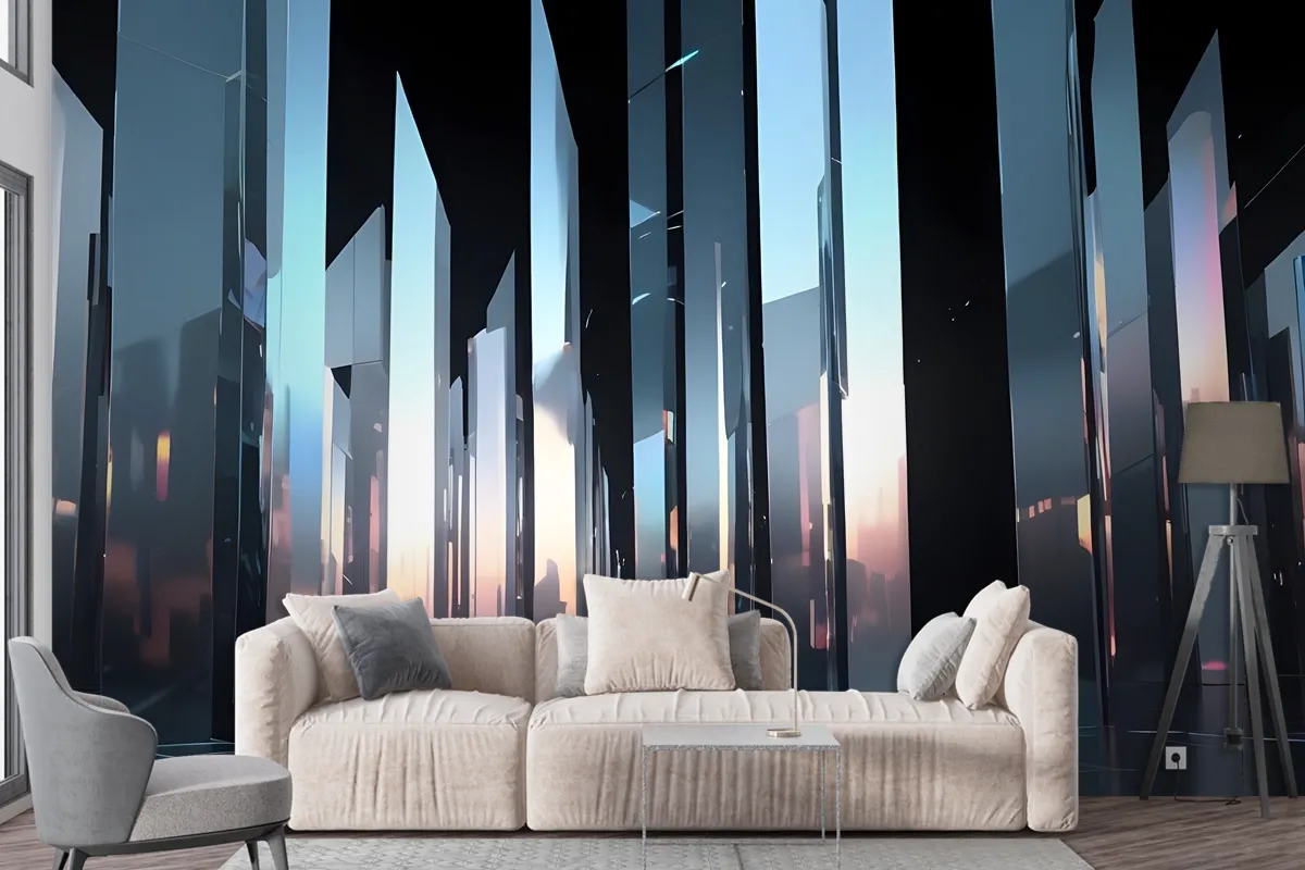 Modern Flat Black And White Bright And Reflective Atmosphere Light Effects Wallpaper Mural