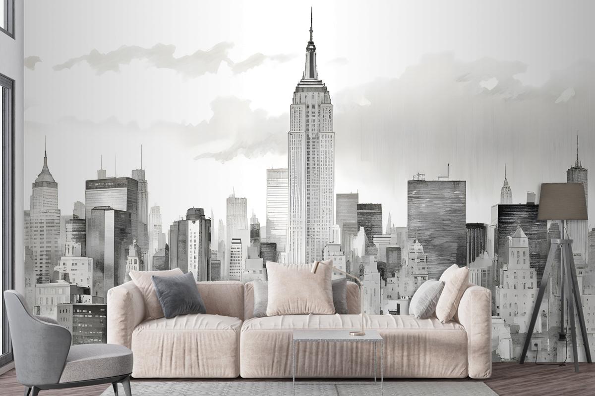 Monochrome Charcoal New York City Wallpaper Mural