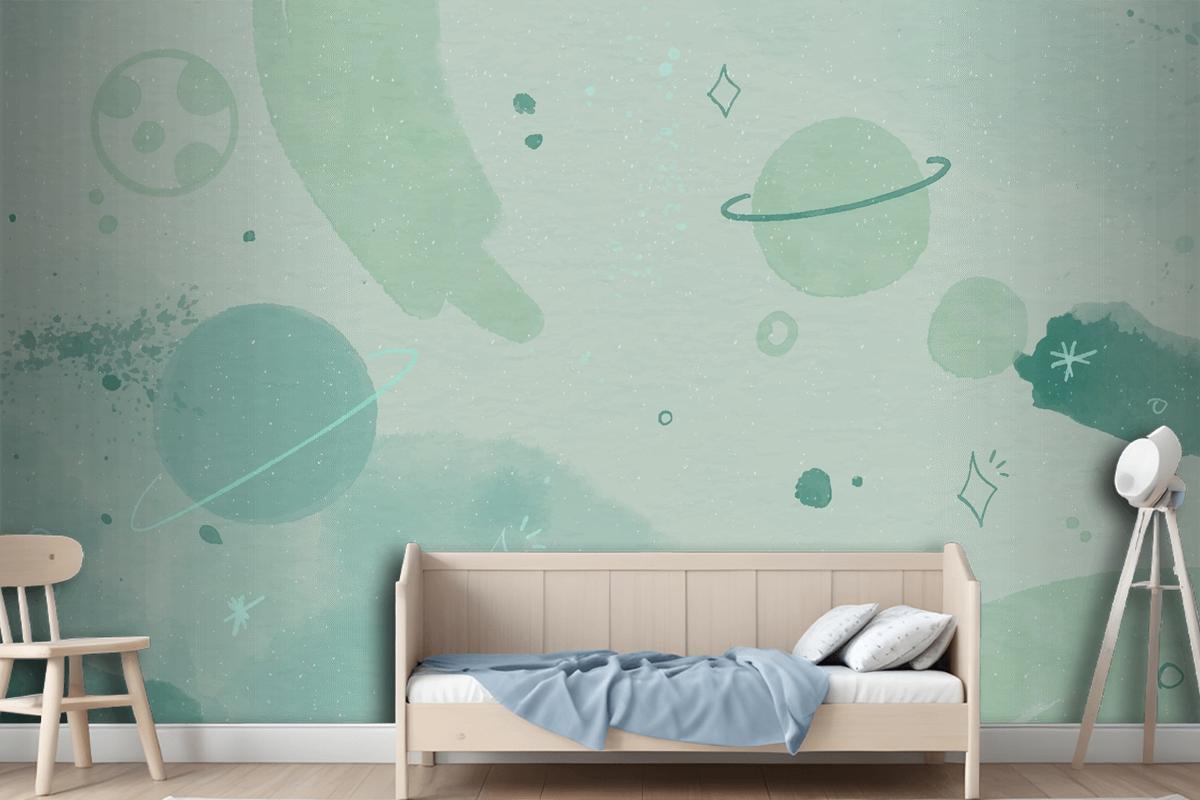 Monochrome Watercolor Galaxy Wallpaper Mural