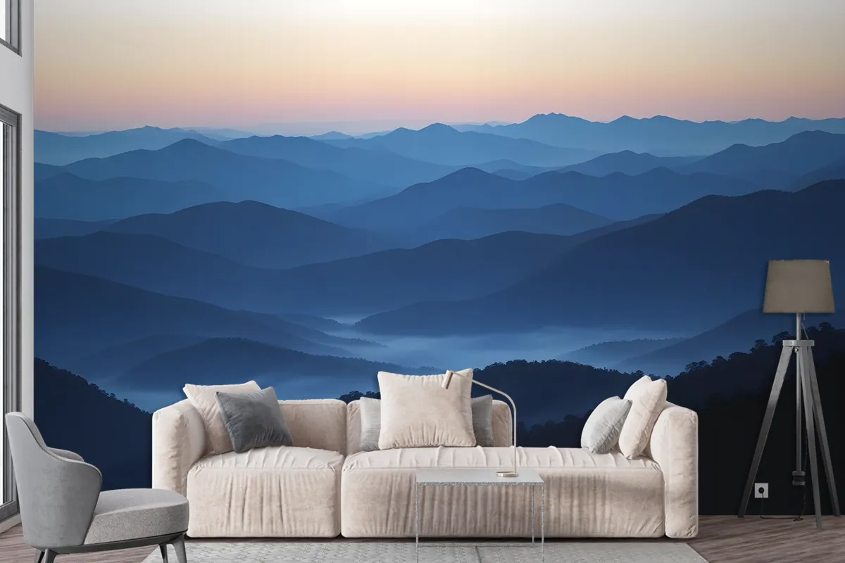 Mountain Silhouette At Sunset Wallpaper Mural