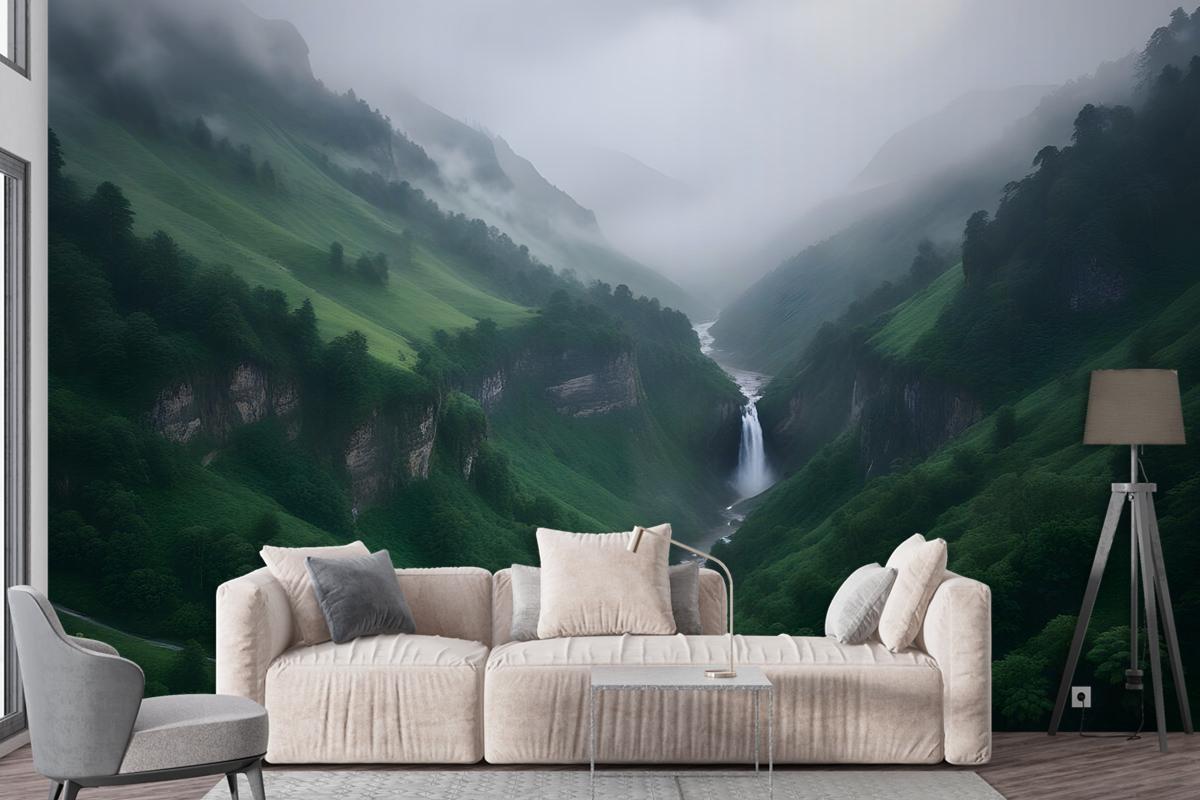 Mountain Waterfall Wallpaper Mural