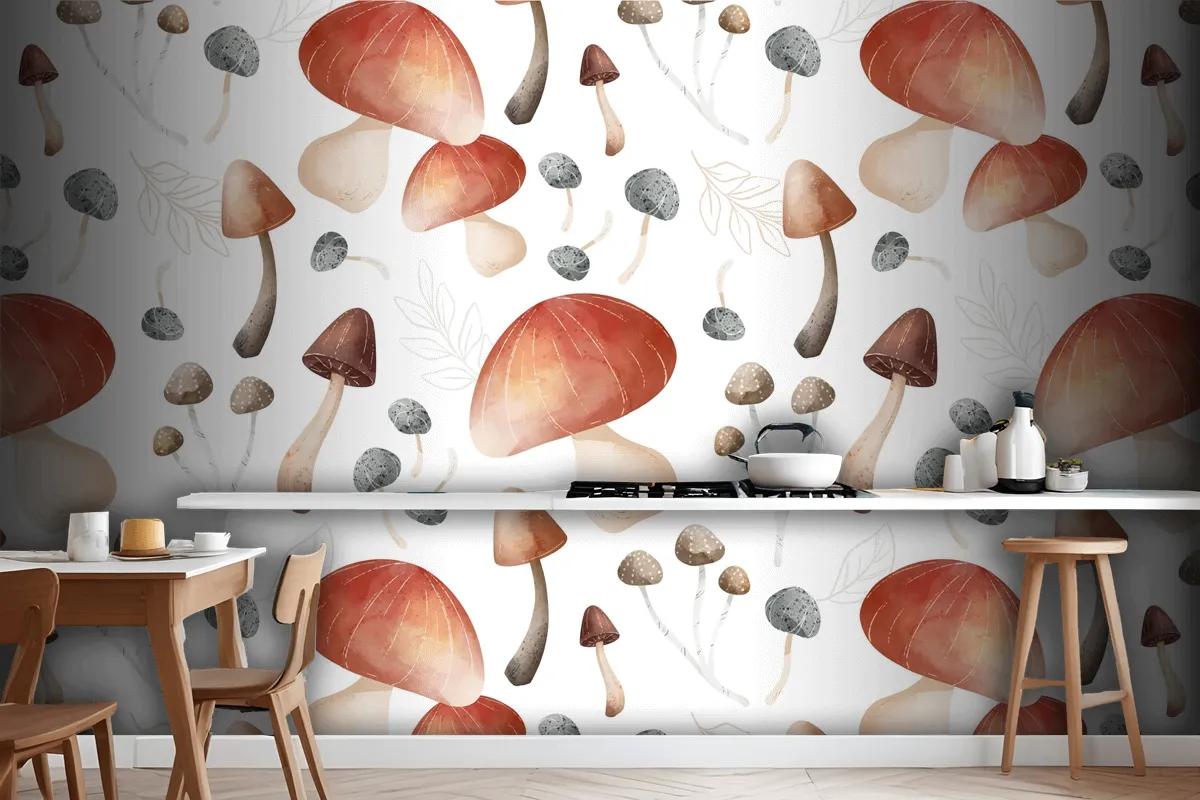 Mushroom Pattern Wallpaper Mural