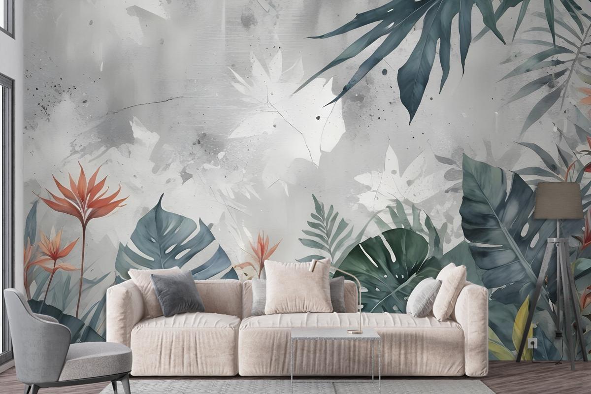 Old Tropical Leaf Wallpaper Mural