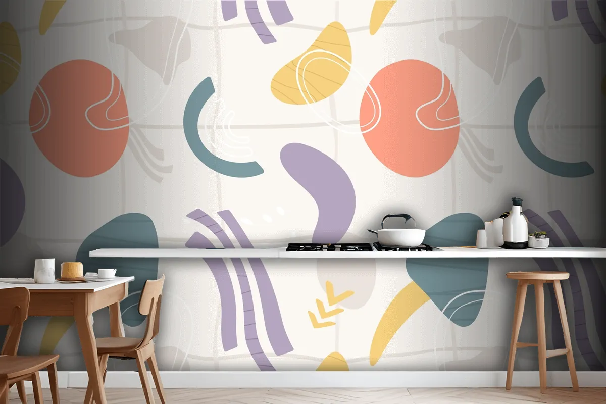 Organic Flat Abstract Element Pattern Wallpaper Mural