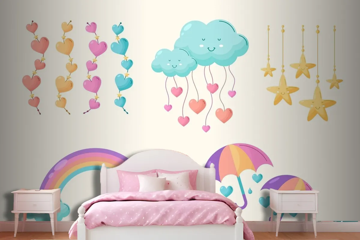 Organic Flat Chuva De Amor Decoration Element Collection Wallpaper Mural