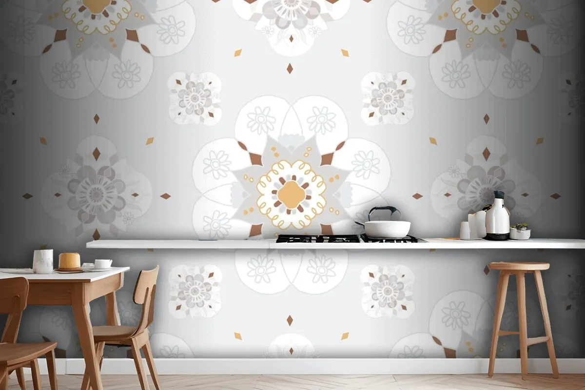 Oriental Mandala Floral Pattern Wallpaper Mural