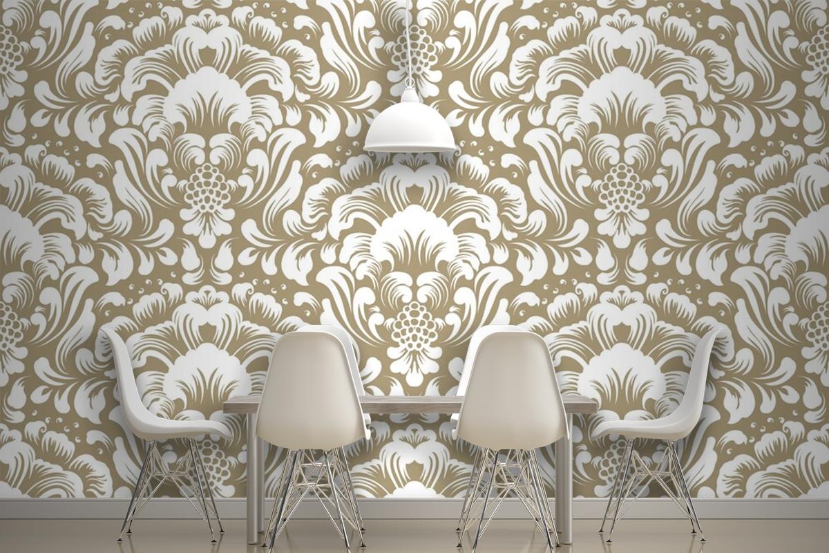 Ornamental Damask Seamless Pattern Wallpaper Mural