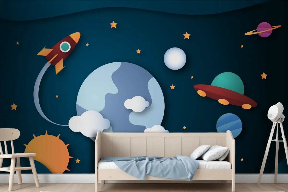 Paper Style Galaxy Background Wallpaper Mural