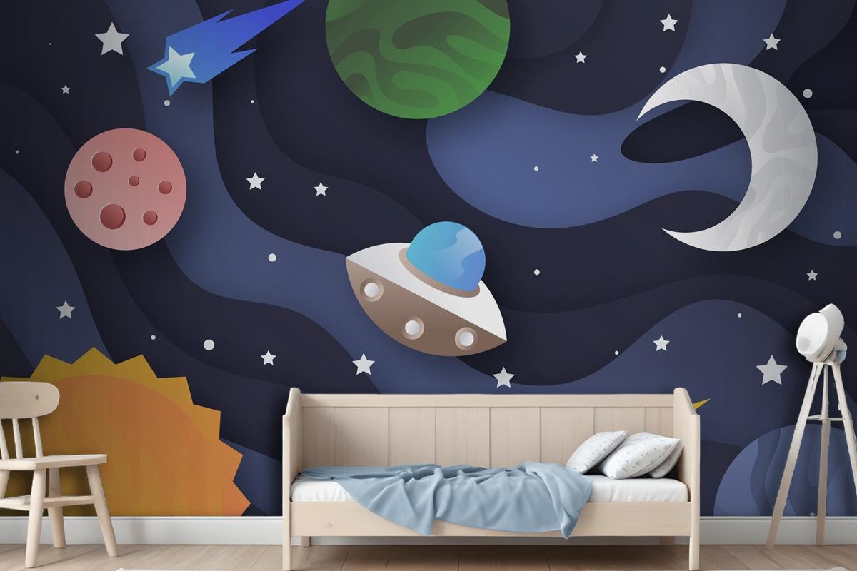 Paper Style Galaxy Boys Wallpaper Mural